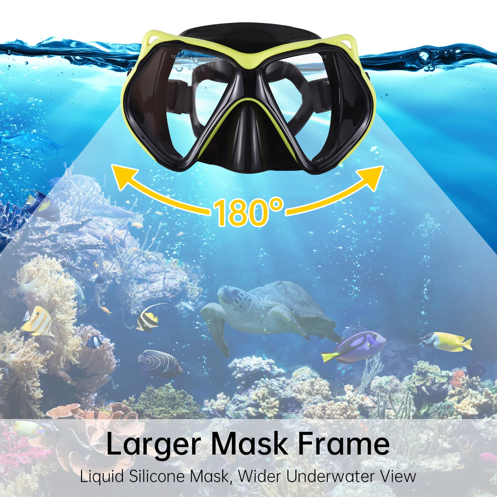 Snorkel Set for Adults Dry Snorkel with Purge Valve Travel Goggles and Snorkel Set for Adults Snorkeling Gear Qme