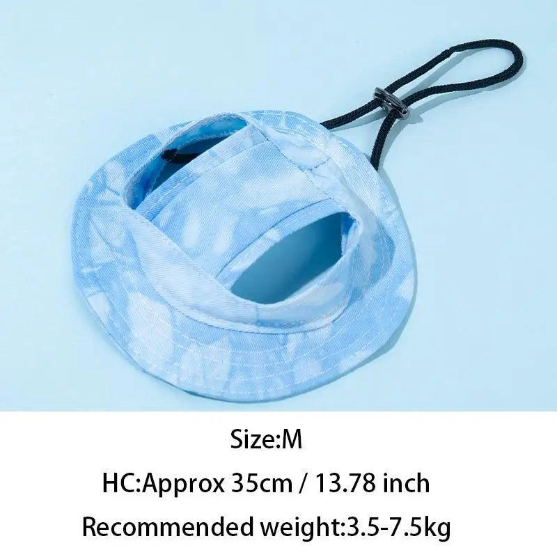 Pets Hat Ear Holes Adjustable Baseball Cap Medium Small Dogs Summer Qme M Blue