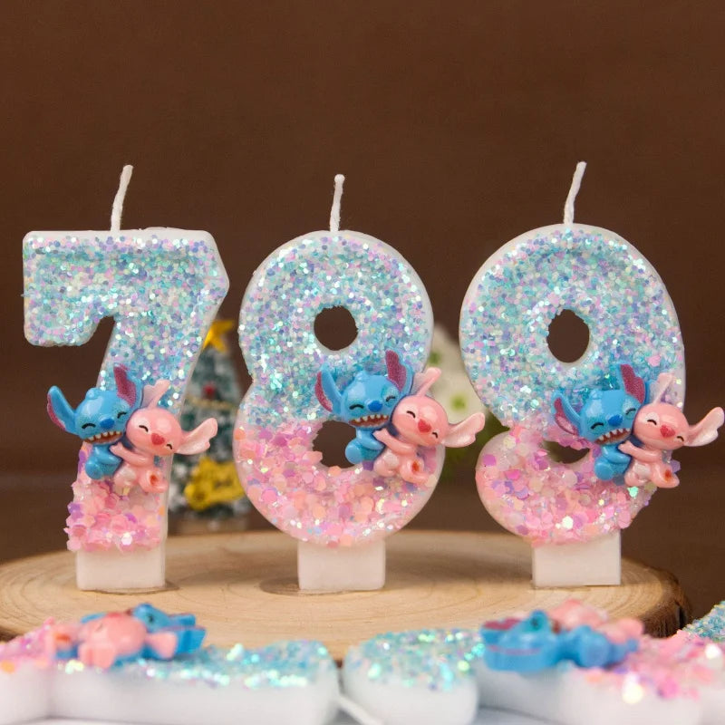 Stitch and Lilo Couple-Themed Number Candles Creative “Hugging” Candles for Birthday Cakes Festive Candles Qme