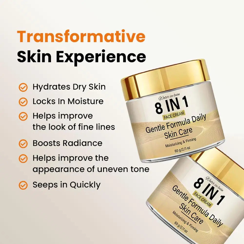 8-in-1 Face Cream Retinol Collagen Vitamin C E. Kojiic Glutathione Niacinamide Hyaluronic Acid. Moisturizing Firming. 60g. Qme