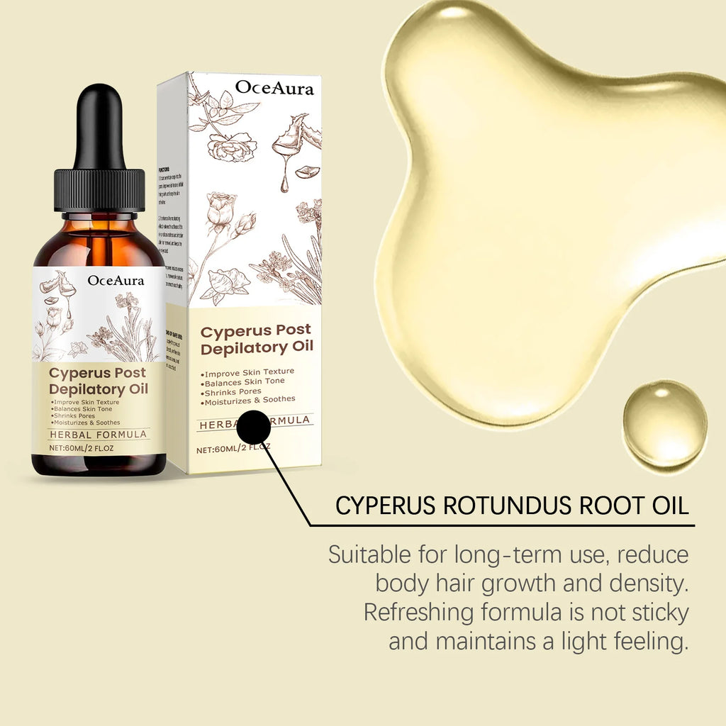 OceAura Cyperus Post Depilatory Oil Hair Growth Inhibitor Pore Minimizer Even Skin Tone Hydrating Cyprus Oil Hair Removal Care Qme