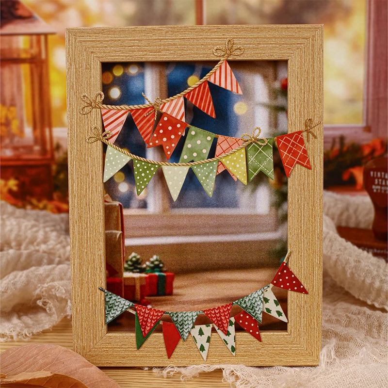 Colorful Bunting Decor Stickers, Retro Party Style for Junk Journal & Polaroid Decoration，Back to School Essentials Qme