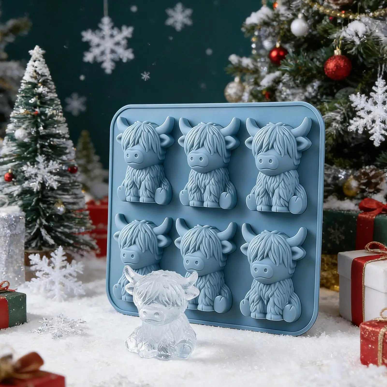 Ice Molds 6 Cavity Cow Shaped Flexible Chilling Cube Making Tool Whiskey Ice Cubes for Cocktails Bourbon Tequila Vodka Drinks Qme
