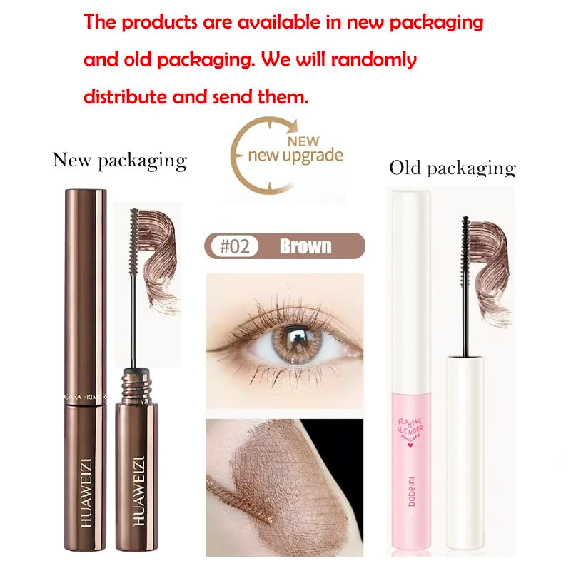 Mascara Wrapped Silk Fiber Ultra-thin Brush Lengthening Bulking Qme 02brown
