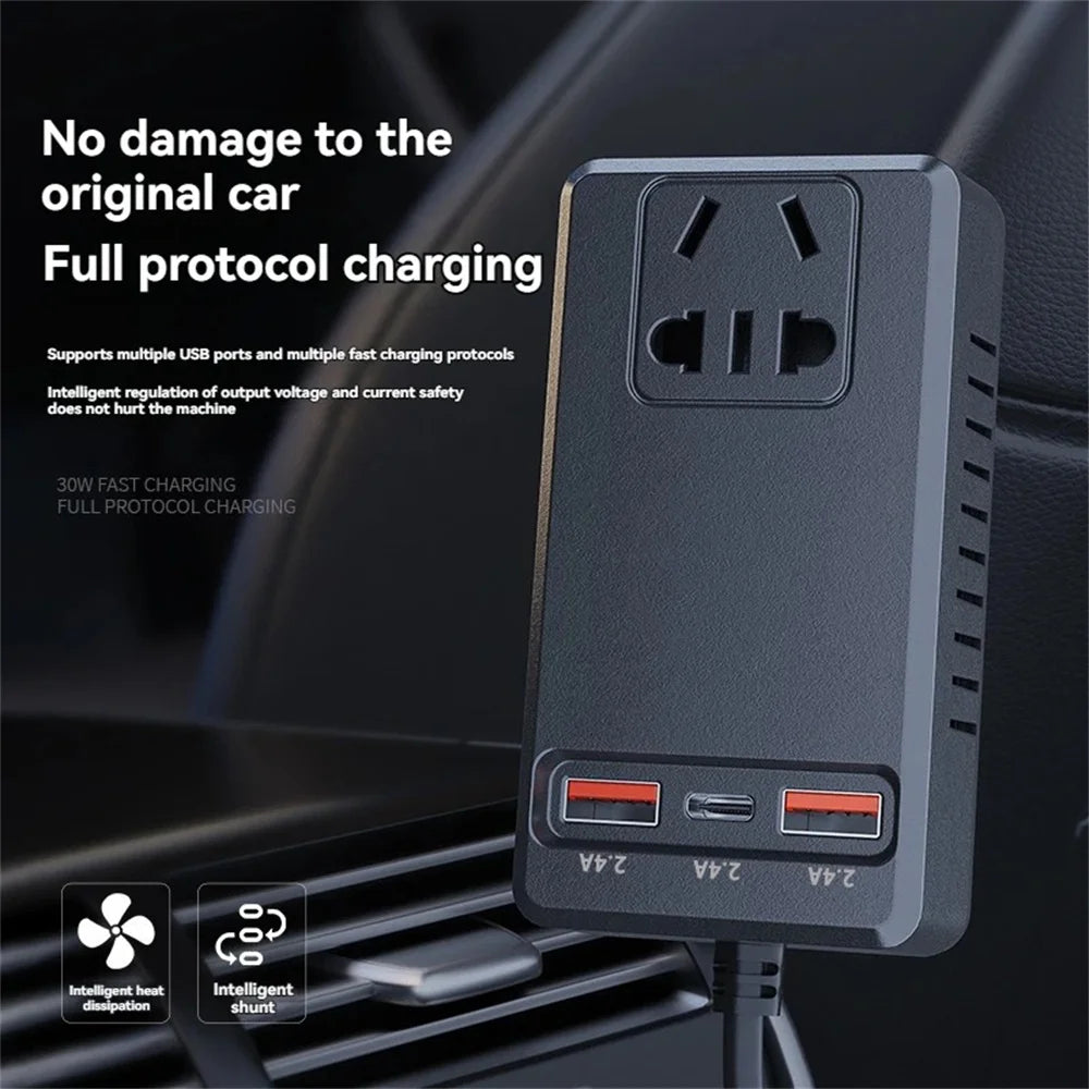 Hot Universal 150W Car Inverter DC 12V/24V To 110V/220V Auto Power Converter Adapter USB Type C Chargers Car Inverter For IPhone Qme