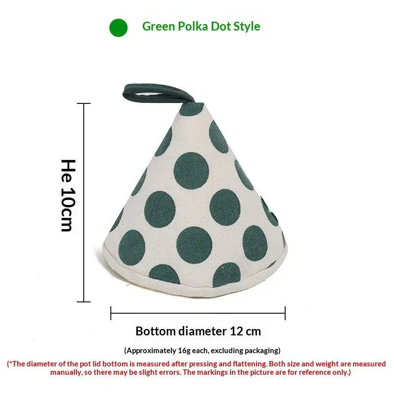 Cotton Linen Polka Dot Triangular Pot Handle Holders Heat Insulation Hanging Loop Perfect For Kitchen Cooking Baking Qme B