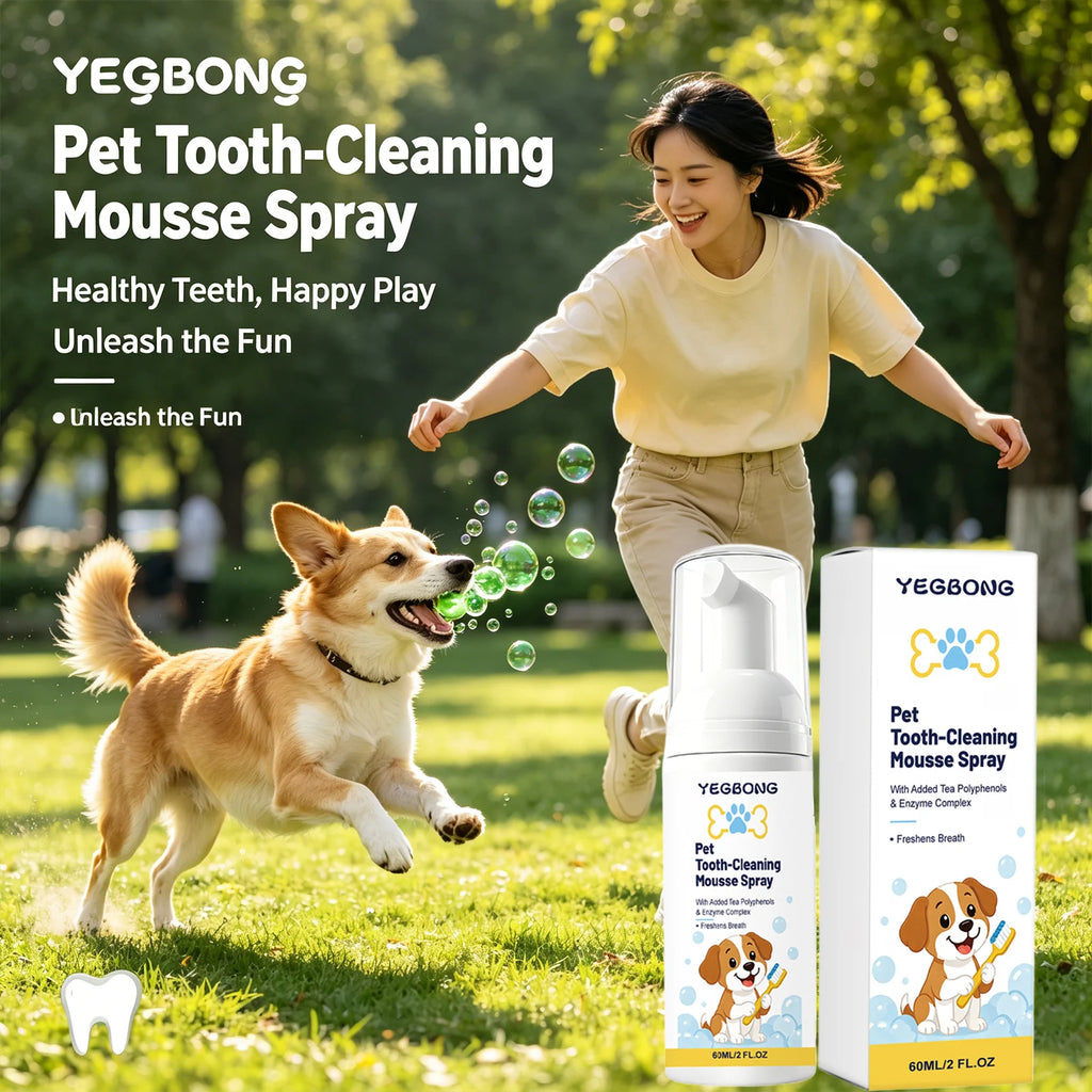 Pet Teeth Cleaning Mousse Removing Dental Plaque & Tartar Relieve Inflammation Reducing Odor Freshing Breath Pet Oral Care Spray Qme