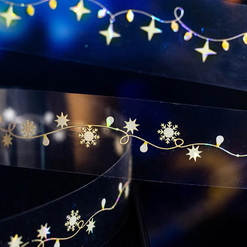 Tape 30mm*2m Small Star Lights PET Iridescent Tape - Handbook Stationery for DIY Handmade & Scrapbook Diary Decoration Qme