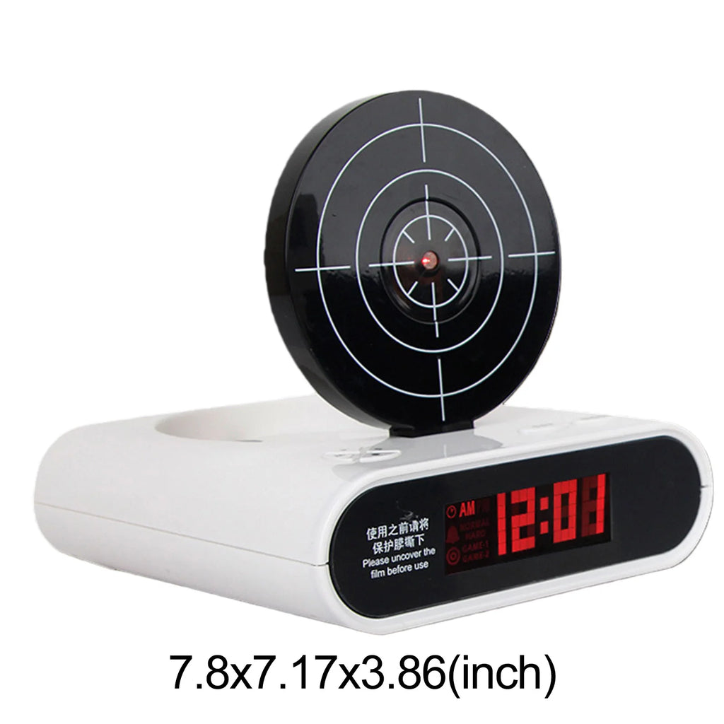 Target Alarm Clock with Gun & LED Display Personalized Wake Shot Alarm Clock Ringtones Customization for Home Office Living Room Qme
