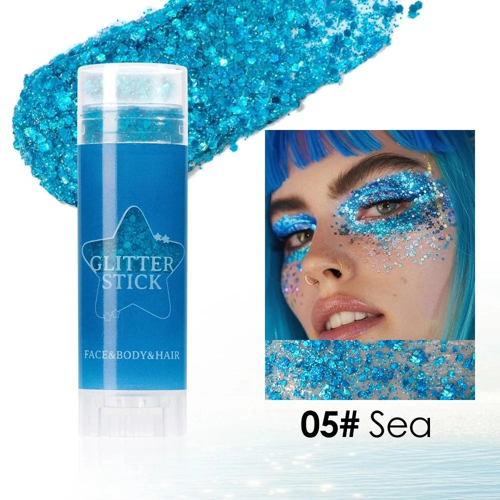 Sparkling Sequins Glitter Gel Stick Highgloss Shine White Pearl Pink Eyeshadow Glitter Face Body Painting Brighten Stage Makeup Qme 05