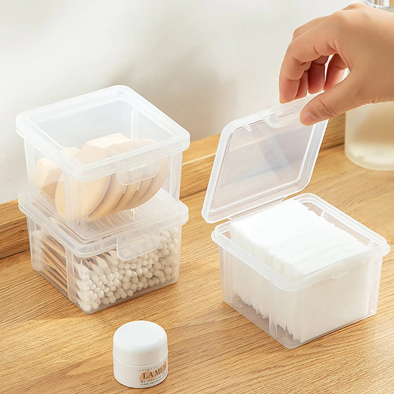 Transparent Beauty Egg Cosmetic Pads Box Bathroom Organizer Case Qme