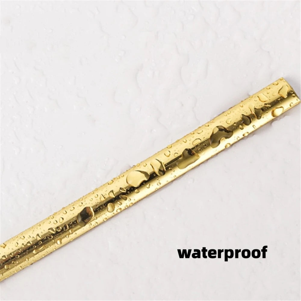 5M PVC Self-adhesive Waterproof Gold Tape Ceiling Background Wall Decoration Line Tile Gap Sticker Furniture Edge Banding Strip Qme