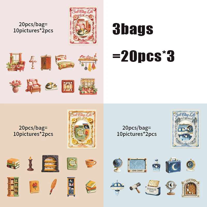Vintage Home Decor Sticker Pack, Perfect for Collage, Scene Making, Guka Decoration Gift Wrapping, Healing Stationery Essential Qme B