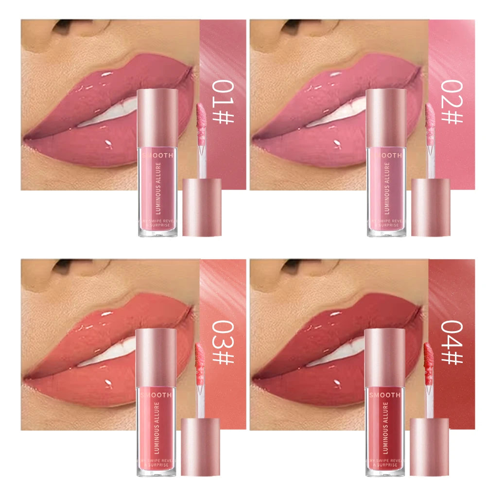 Glossy Lip Glaze 4 Colors Moisturizing Long-wear Gloss Pigment Qme