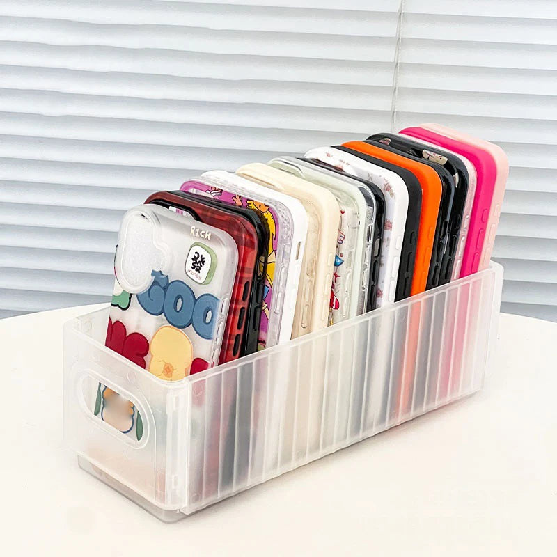 Basket Phone Case Holder Transparent Organizer Storage Box Home Qme