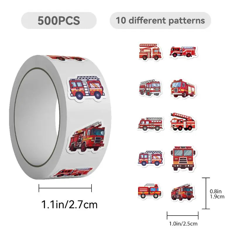 Cartoon Art Fire Truck Roll Graffiti Stickers Scrapbooking Living Qme Onesize