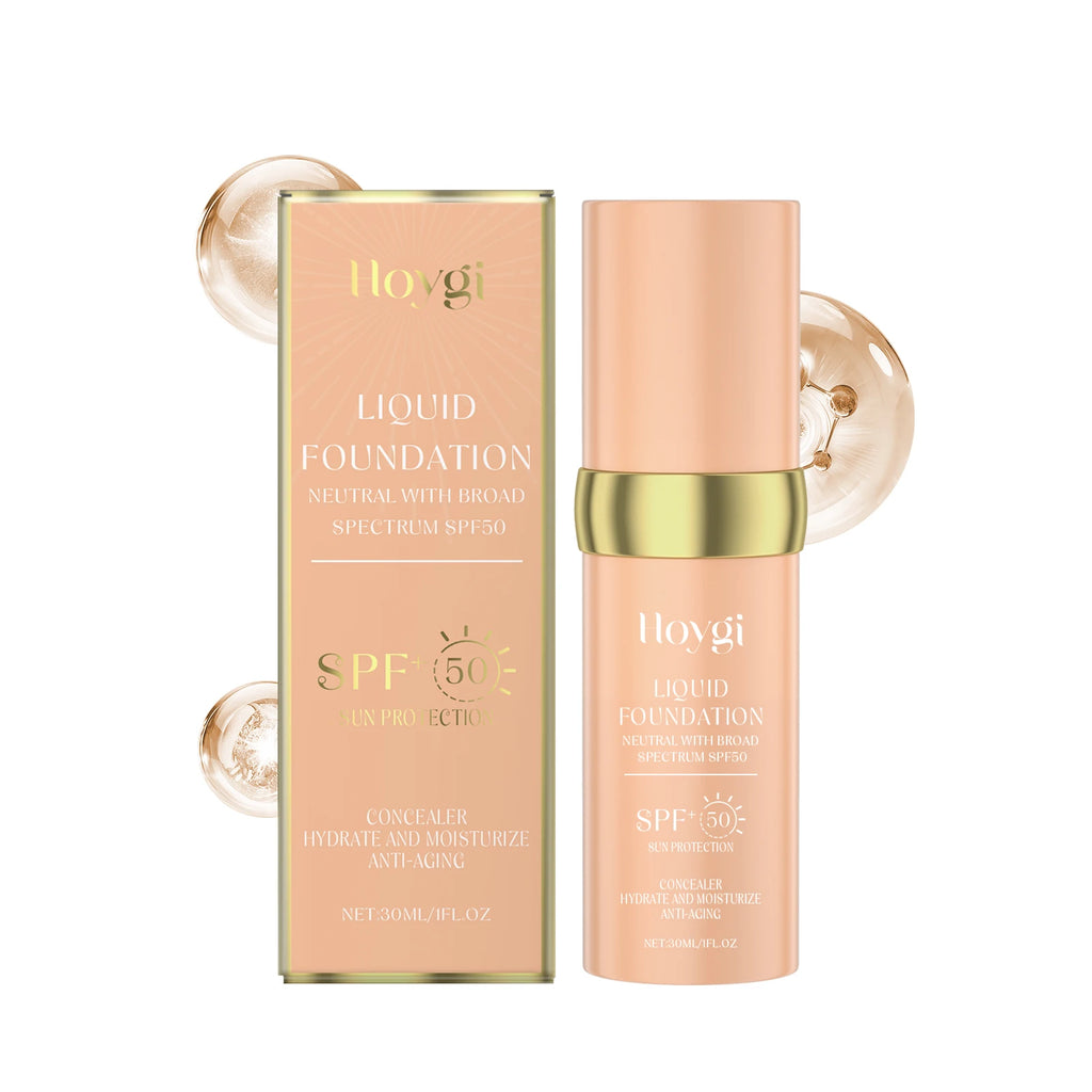 Liquid Face Foundation Spf 50 Temperature Change High Coverage Makeup Base Waterproof Hydrating Foundation Cosmetics Makeup Qme 1Pcs 30ml Boxed