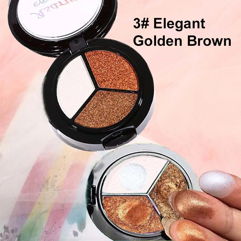 3 Colors Pearlescent Eyeshadow Palette Creamy Mousse Texture Earth Qme 03