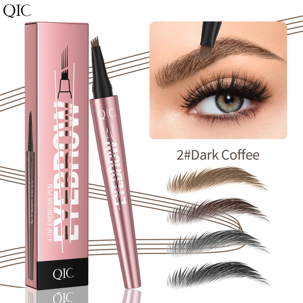 6 Colors 1pc Eyebrow Pen Waterproof 4 Split Tip Eyebrows Pen Eyebrow Tattoo Pen Waterproof Liquid Black Eyebrow Makeup Pencil Qme