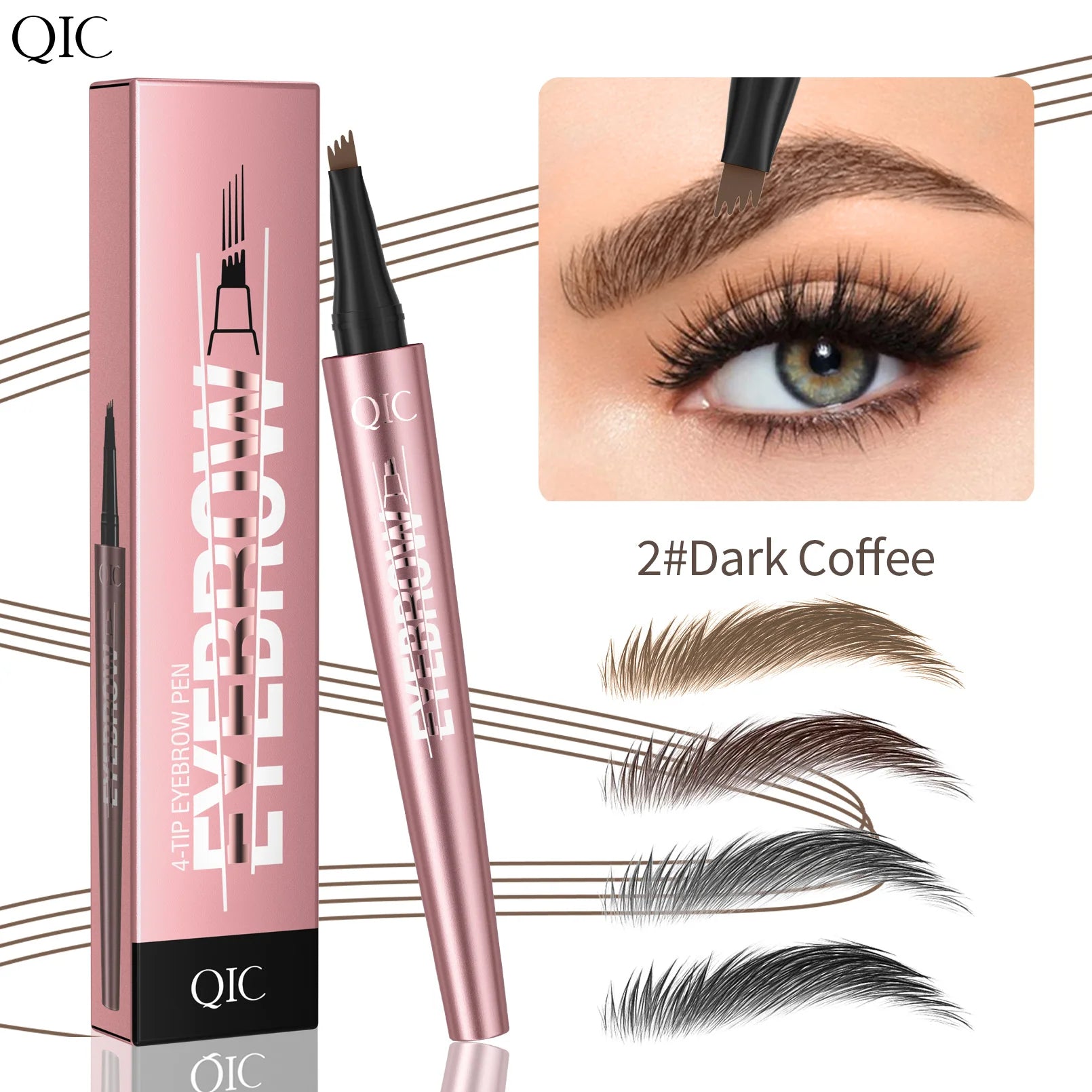 6 Colors 1pc Eyebrow Pen Waterproof 4 Split Tip Eyebrows Pen Eyebrow Tattoo Pen Waterproof Liquid Black Eyebrow Makeup Pencil Qme