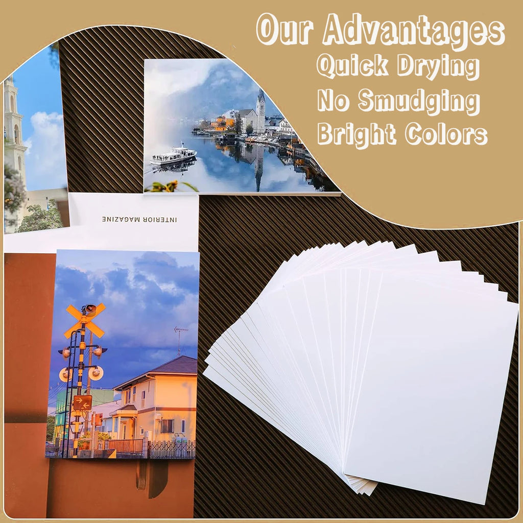 A5 Double Sided Glossy Photo Paper 5.83 x 8.27 Inch Photo Paper Art Paper 200gsm Printer Paper Office Supplies for Inkjet Print Qme