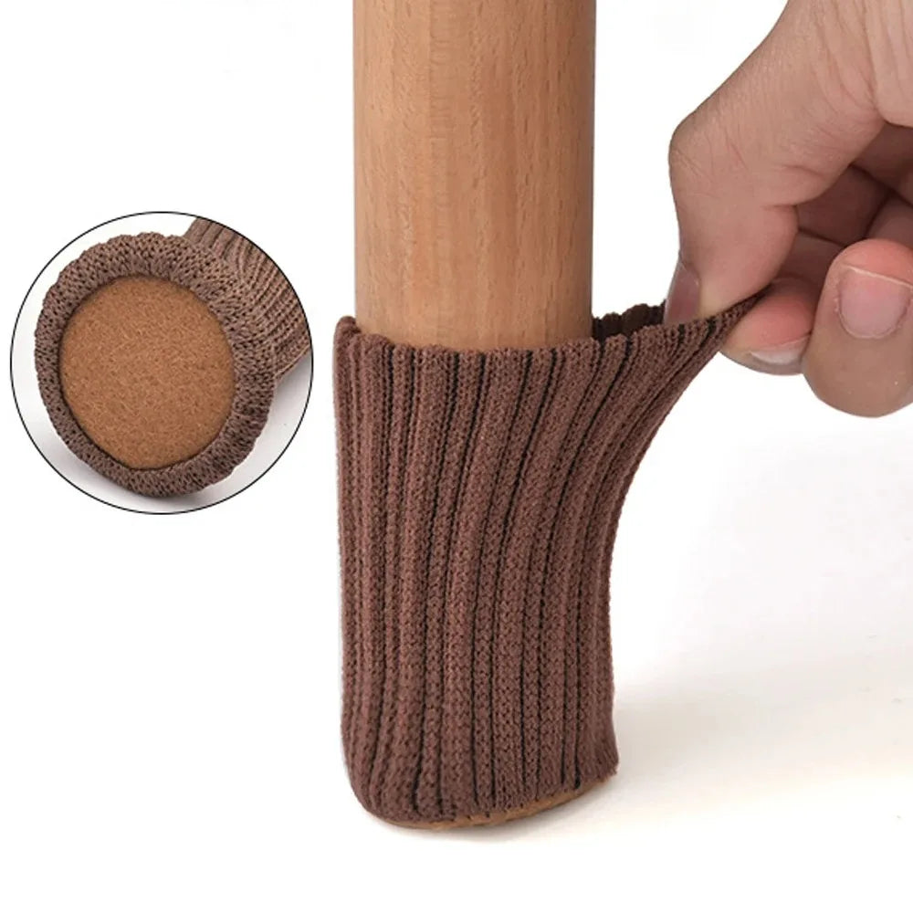 16PCS Knitted Chair Leg Silent Protection Cover Door Handle Wear Resistant Anti Slip Floor Scratch Protection Furniture Foot Mat Qme