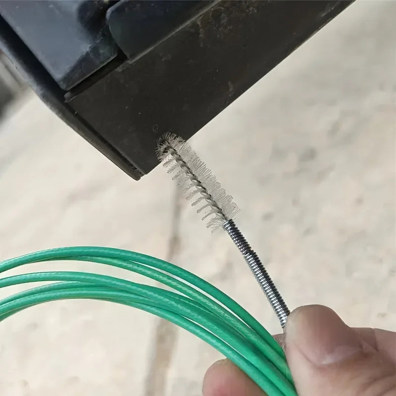Automobile drainage brush, flexible automobile drainage cleaner, electric-free window and door drainage unclogging device, Qme