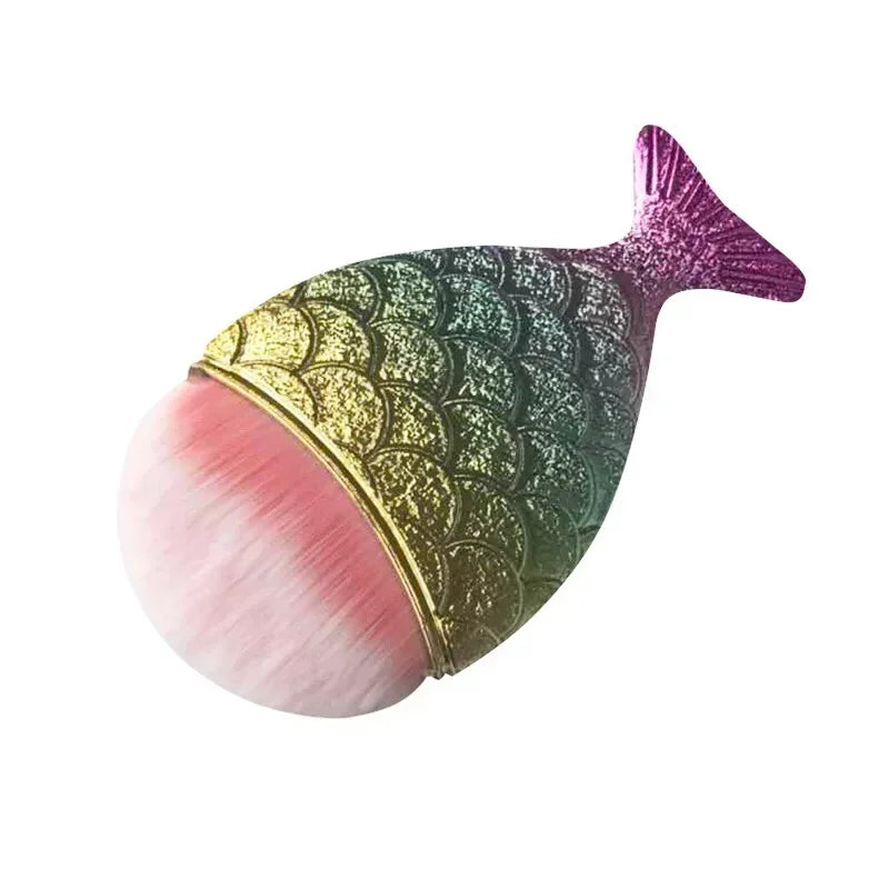 Fish Tail Shape Nail Brush Fishtail Bottom Cosmetic Brushes Soft Cleaning Dust Powder Nails Care Manicure Tool Nail Brushes Qme 13