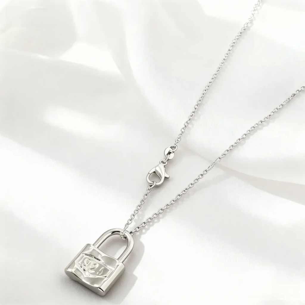 New Charms 925 Sterling Silver Luxury Lock Lovely Necklace for Women Fashion Party Gift Affordable Jewelry Boutique Accessories Qme Silver 45CM 18 inches