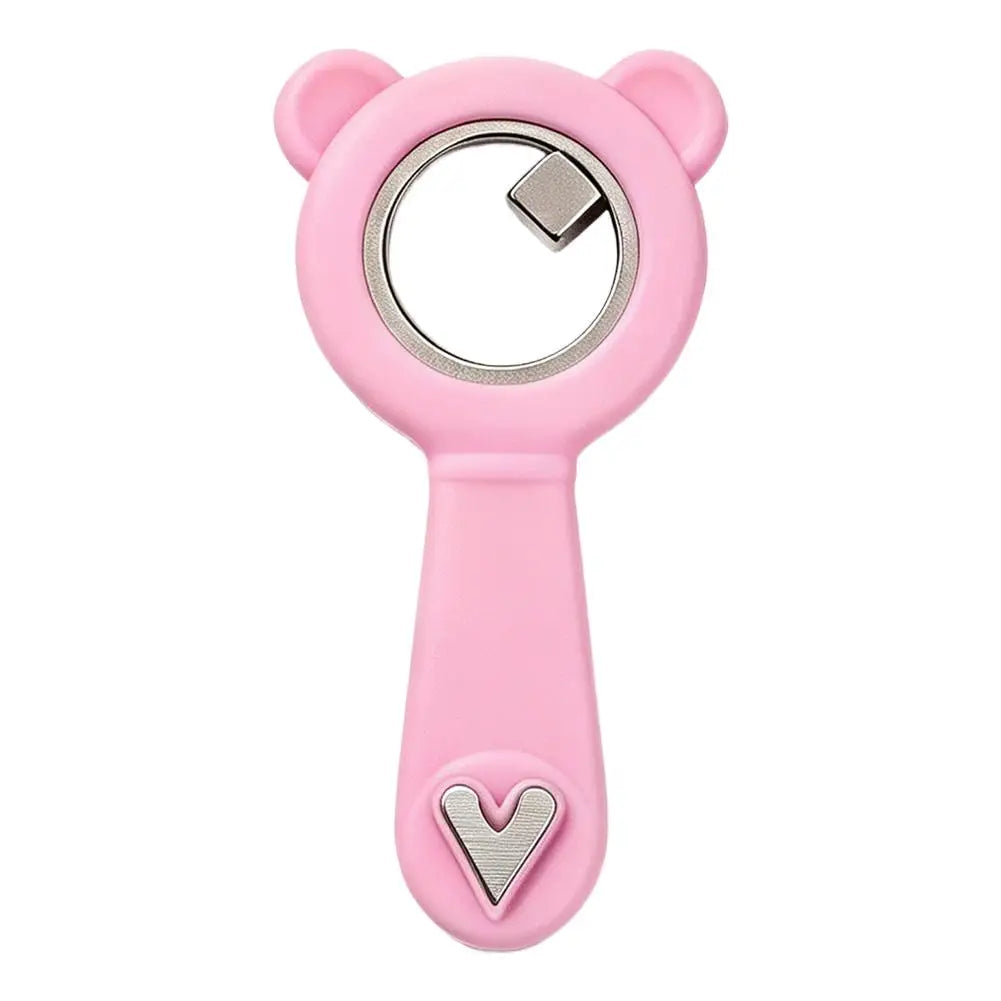 2-in-1 Hollow Cat Eye Nail Art Magnet Black Hole & Love Effect Bear Silicone Ring Circular Magnetic for DIY Gel Manicure Tools Qme Pink CN