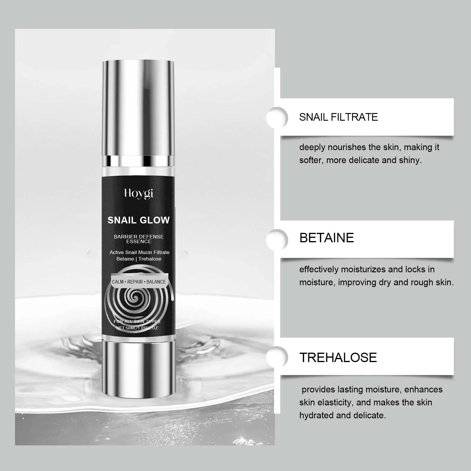 Snail Mucin Skincare Set Collagen Snail Face Cream & Hydrating Essence Firming Pore-Tightening Soothing Improves Skin Texture Qme