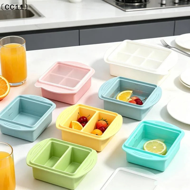 Silicone Tray Lid Single Double Compartment Freezer Mold Summer Qme