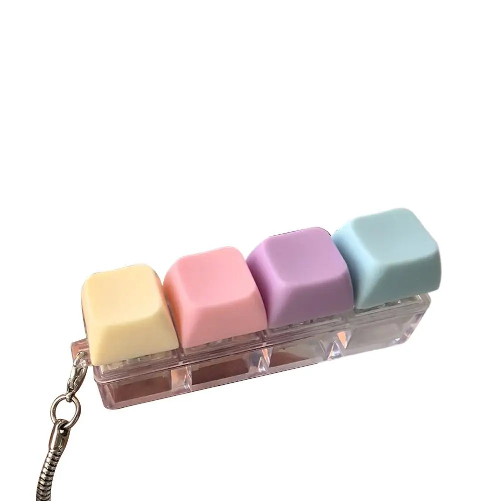Keyboard Caps Toy Press Stress Relief Fidget Button Key Caps Fidget Keychain Keyboard Keychain Toys Finger Keyboard Key Toy Qme 4 key
