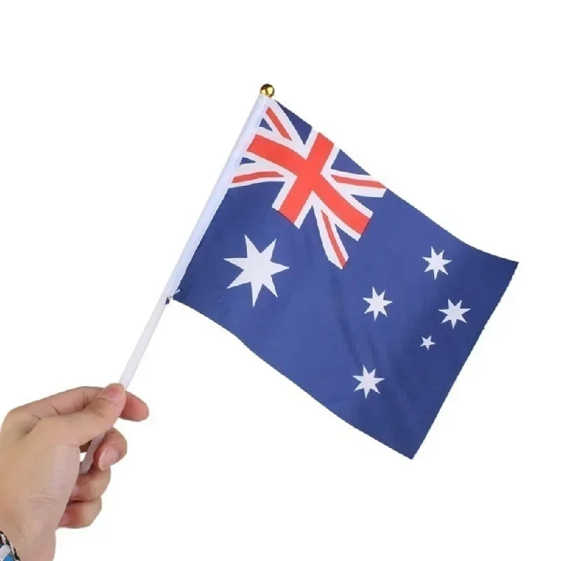 5/10pcs Hand Held Mini Flag Waving Australian National Flags Plastic Poles 21X14cm Australia Flag Ball Game Hand Cranked Flag Qme