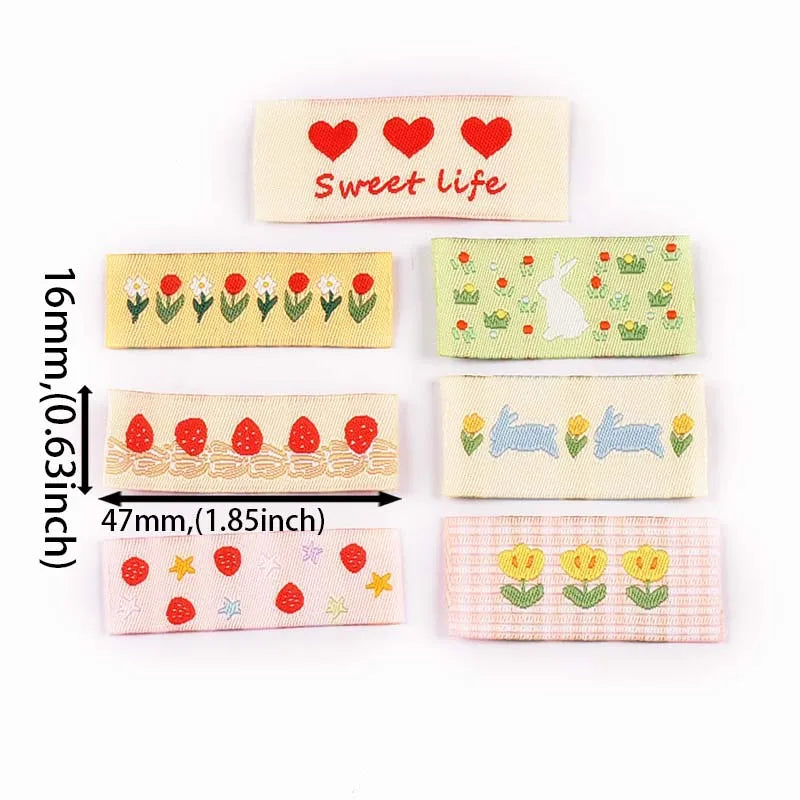 20pcs 15-45mm Mix Colorfull Flower/Heart/Tulip Pattern Label For DIY Clothing Decorative Sewing Accessories Without Gum cp3816 Qme