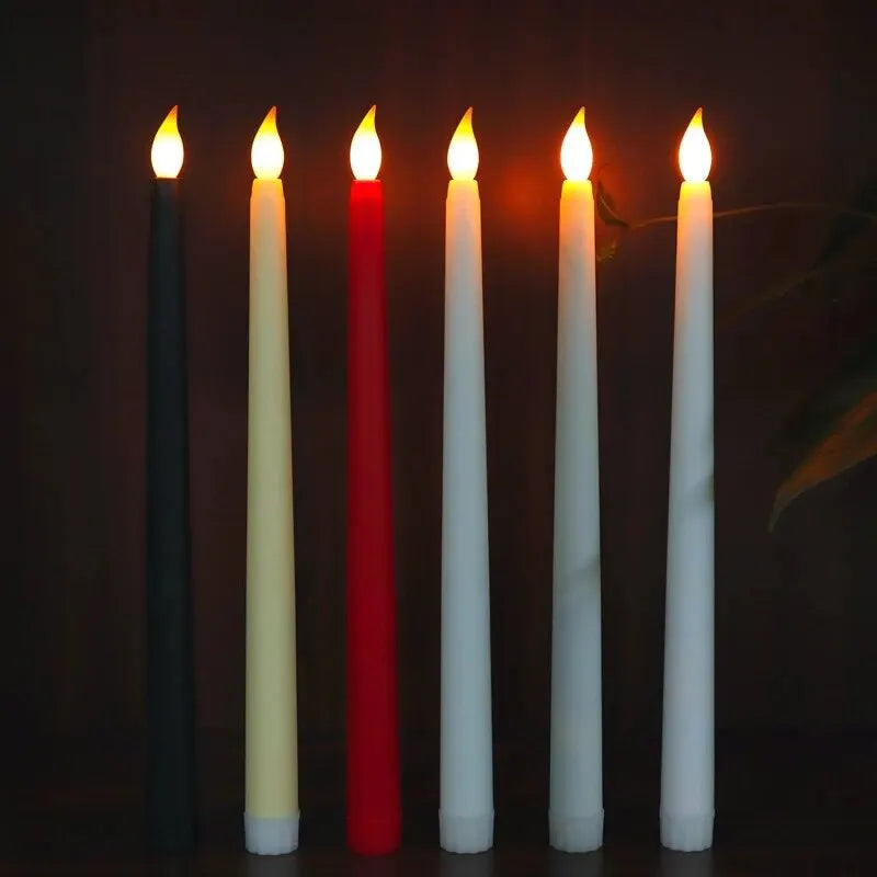 LED Flameless Flickering Taper Candles 3D Wick Candles Lamp with Remote Control Tea Lights Wedding Home Decor Battery Operated Qme