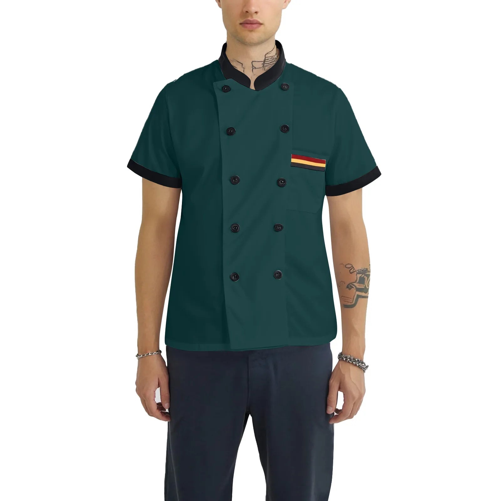 Restaurant Chef Short Sleeve Hotel Cafe Kitchen Work Wear Bakery Cooking Uniform Tops Man's Soft and Comforatble Thin Top Qme