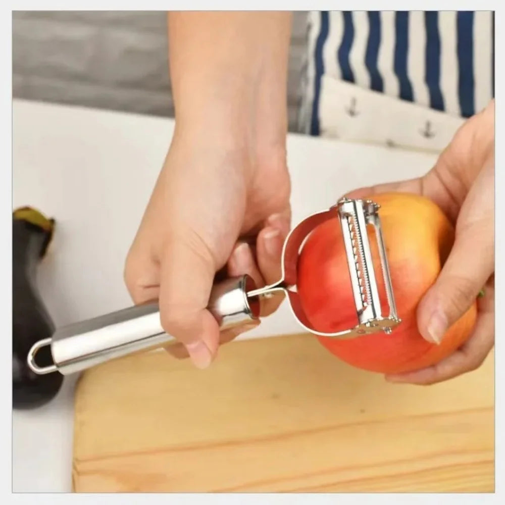 Kitchen Vegetable Peeler Stainless Steel Melon Planer Double-Head Peeler Household Multiple-Function Fruit Vegetable Skin Peeler Qme