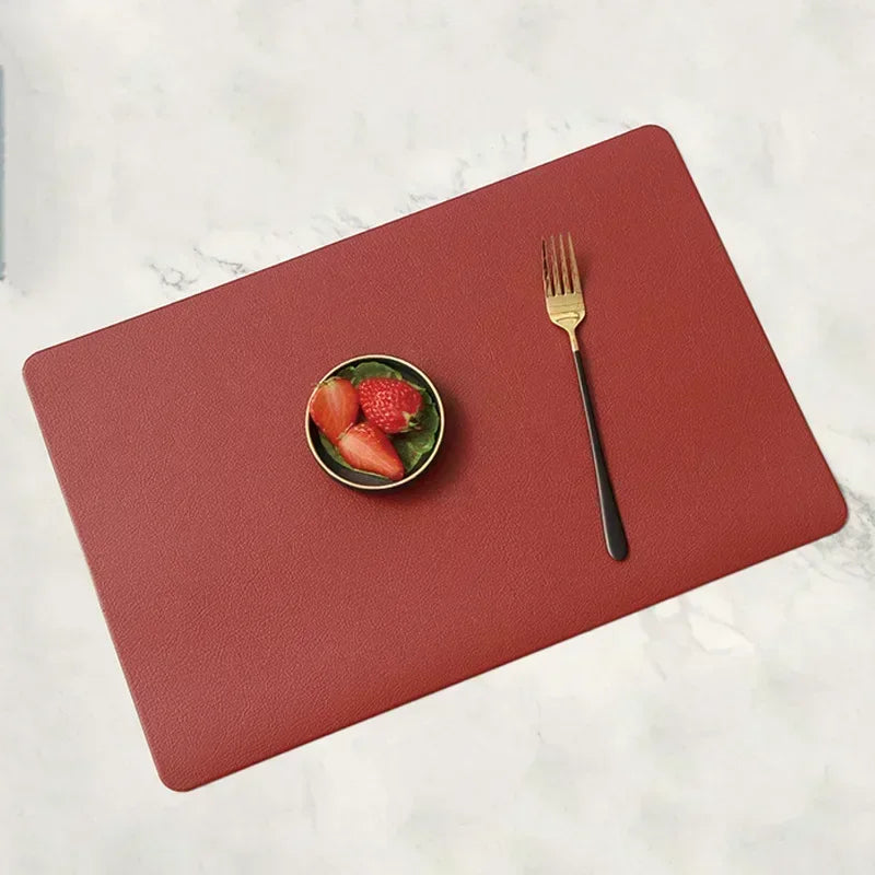 Nordic Home Decor Household Leather Placemat Hotel Restaurant Western Qme Red L