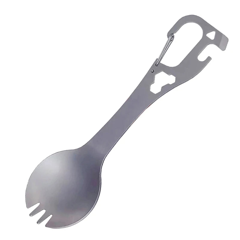 Portable Stainless Fork Spoon Cutlery 1 Utility Spork Multifunctional Qme Silver