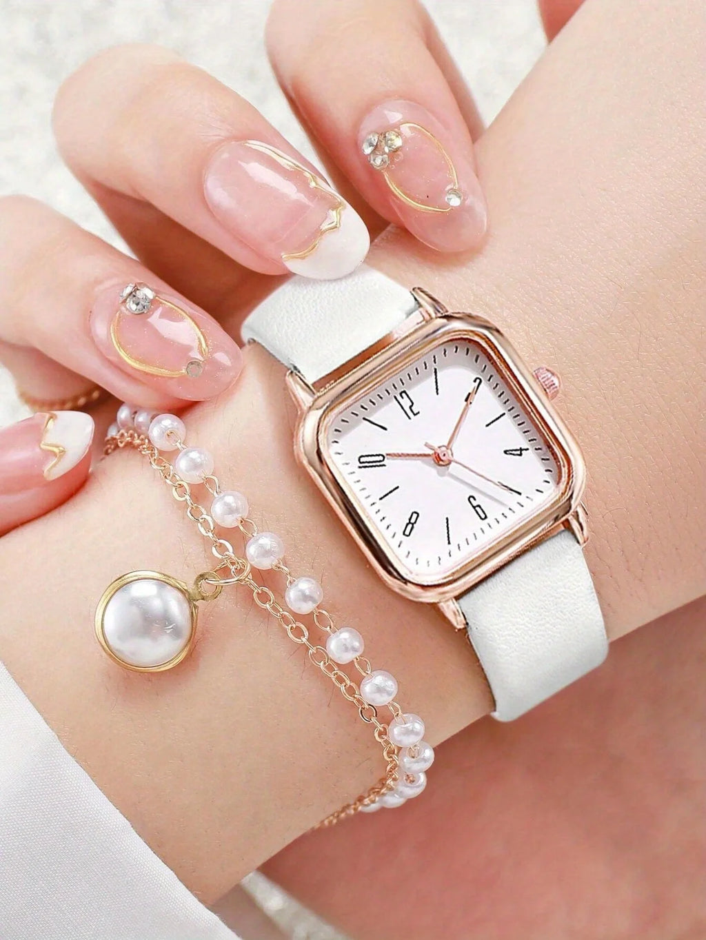 New Women Watch Luxury Bracelet Set Fashion Business Leather Quartz Wrist Watches for Women Gift Set Relogio Mujeres Qme