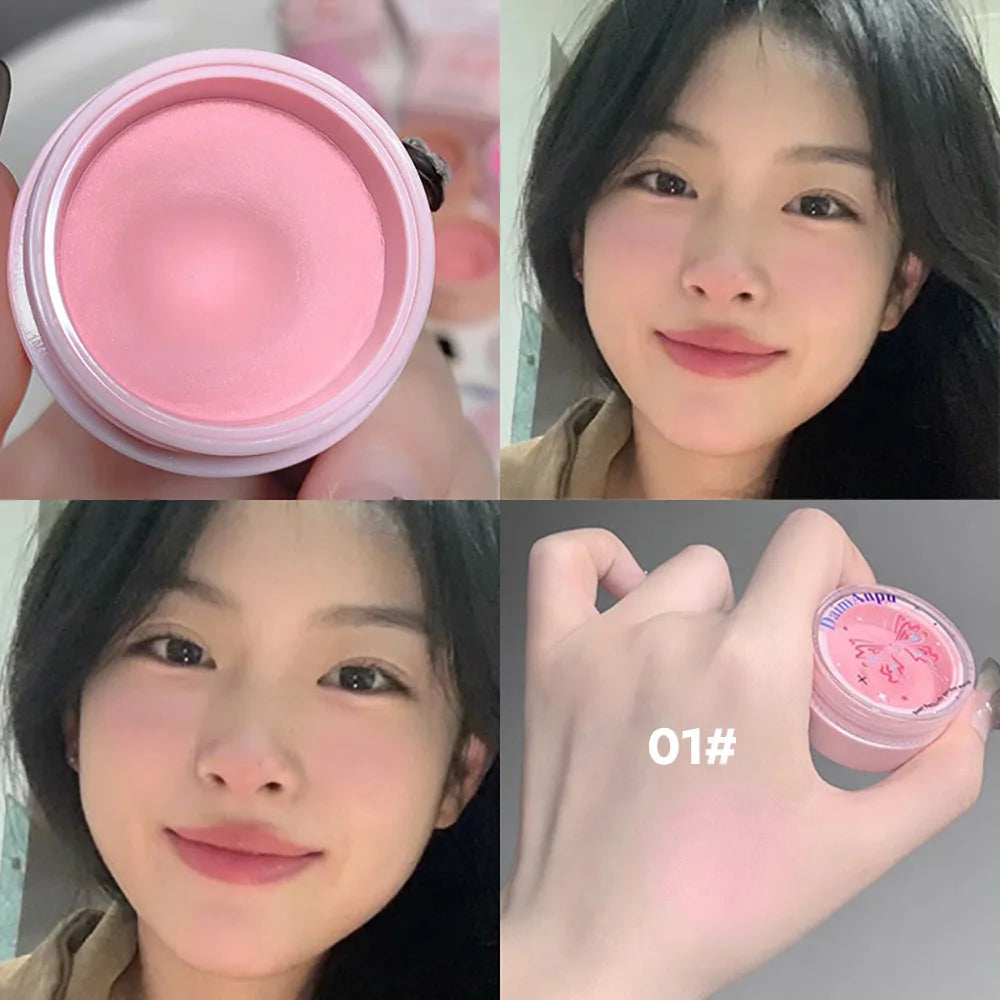Airy Blush Clay Pigmented Powdery Cream Blusher Daimanpu Long-lasting Qme Pink D173-1