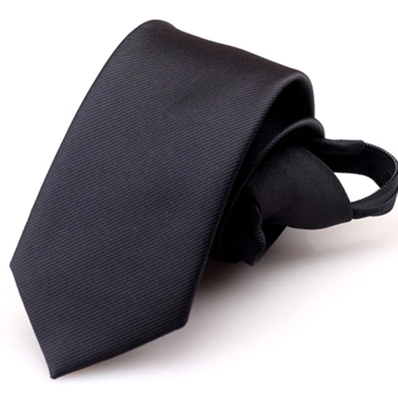 Men Tie Solid Regalia Business Stripe Clips Knot Zipper Automatic Qme rt-4