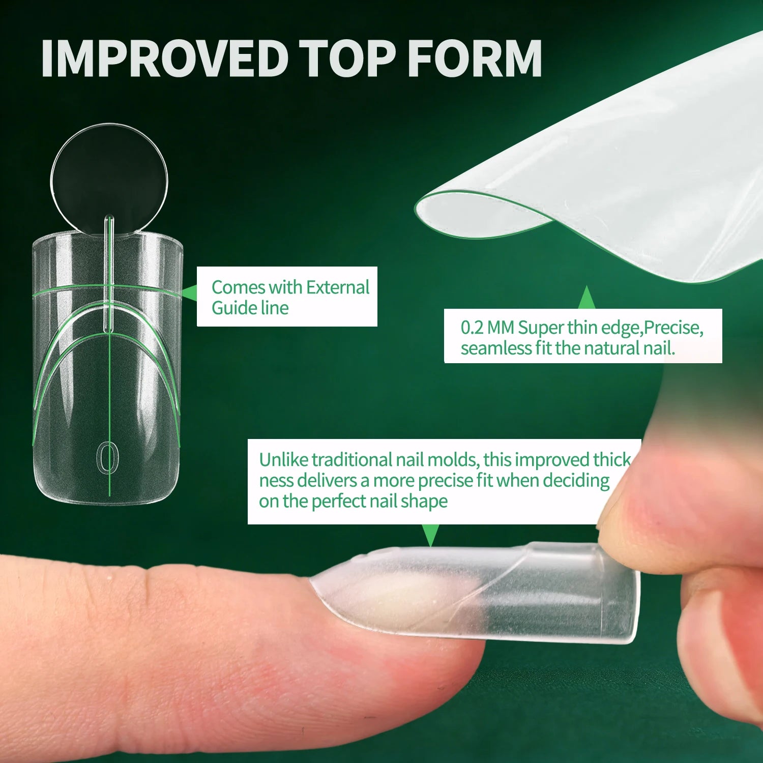 Nailpop 140 Inner French Line Dual Forms Nail Tips Square Coffin Qme