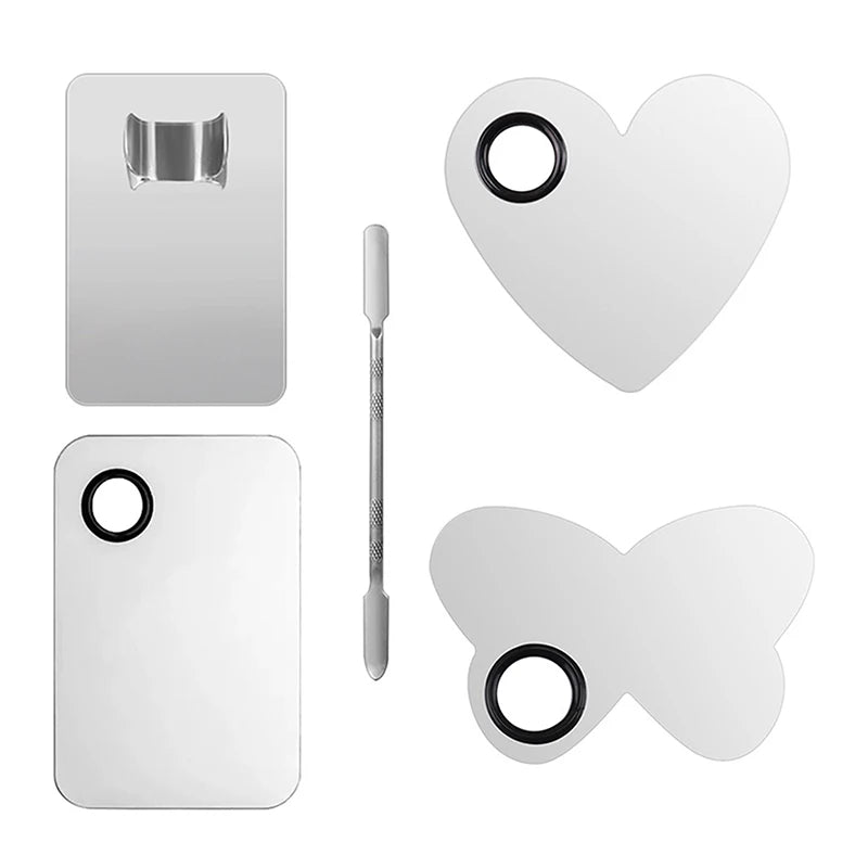 Stainless Steel Makeup Coloring Tray Palette Ring Base Cosmetic Stick Qme