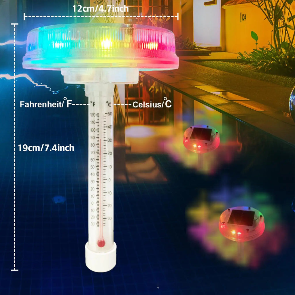 Pool Temperature Meter Shatter Resistant Solar-Powered Water Monitor Pool Temperature Temperature Meter Floating With Colorful Qme
