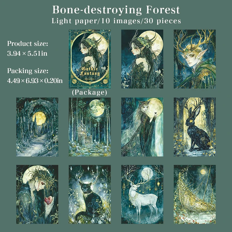 30sheets/bag Gothic Dark Fantasy Writing Paper for Journal Notebook DIY Scrapbooking Card Decoration Gift Wrapping Background Qme 4