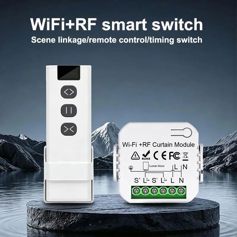 Wifi RF Smart Curtain Switch Module Remote Timer Control Scene Linkage Qme