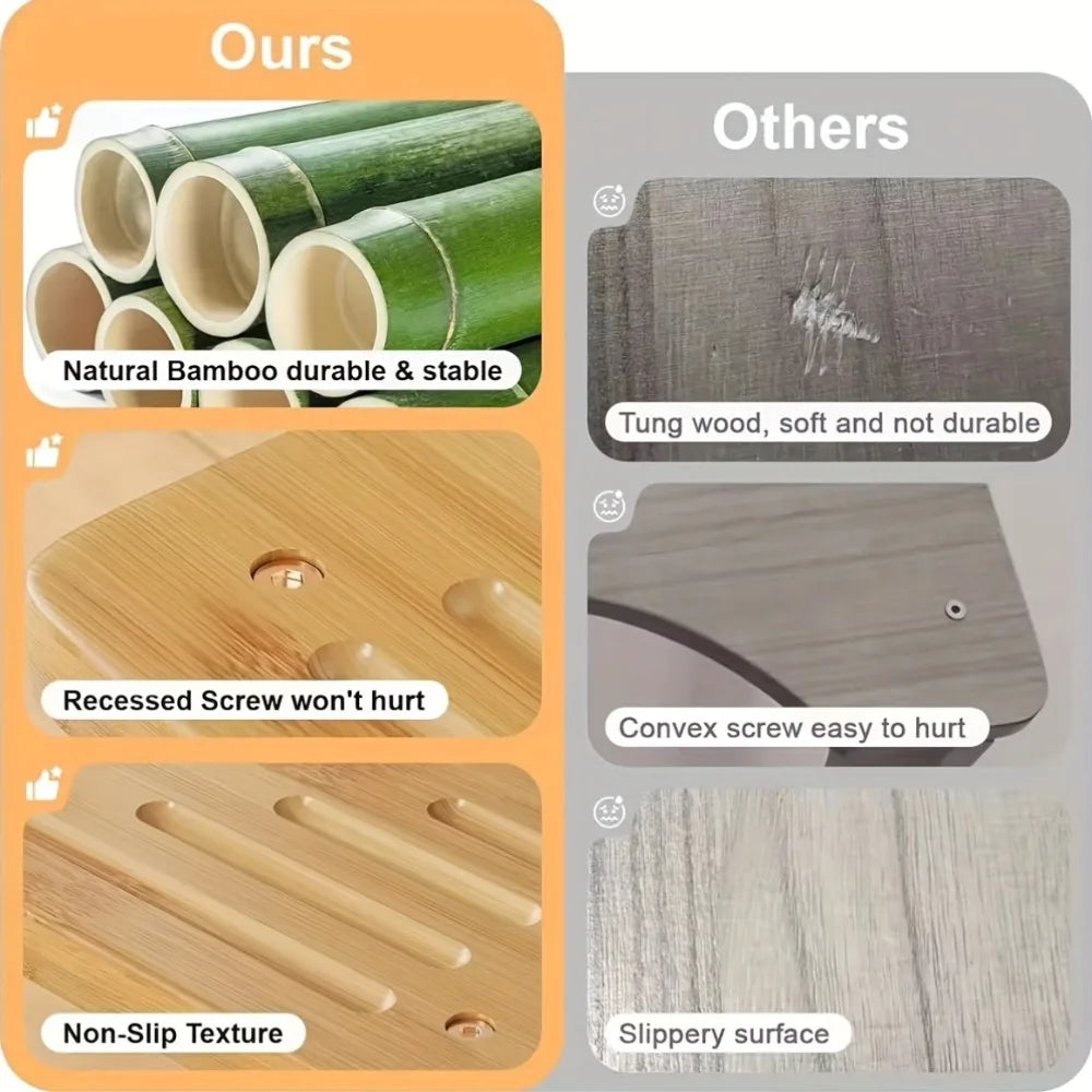 Bamboo Toilet Stool Wooden Squatting Potty Stool for Adults Squat Adult Non-Slip Wood Poop Stool for Bathroom Portable for Kids Qme