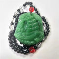 New Retro Buddha Imitation Green Jade Pendant Necklace Ethnic Religion Sweater Necklace Accessories Wholesale Qme Sailboat